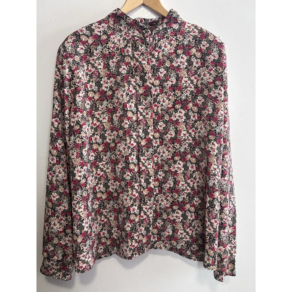 VTG Bedford Fair Blouse Women’s Size 18 Made In USA Floral Button Down